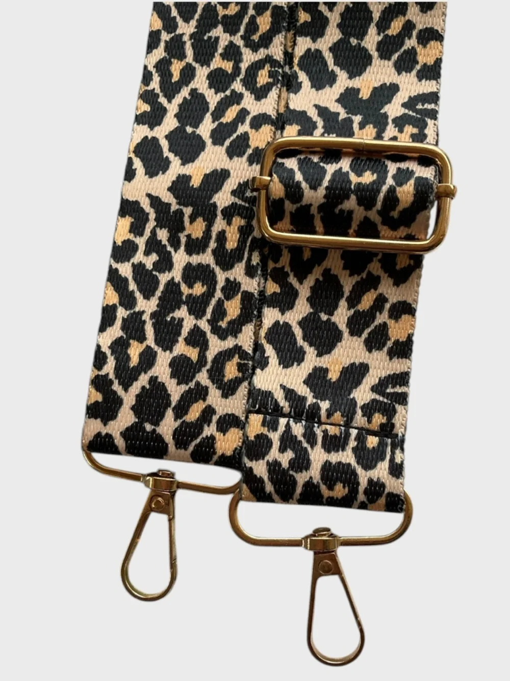 Leopard Print Adjustable Crossbody Strap Wide Replacement 31”-46” Gold Hardware